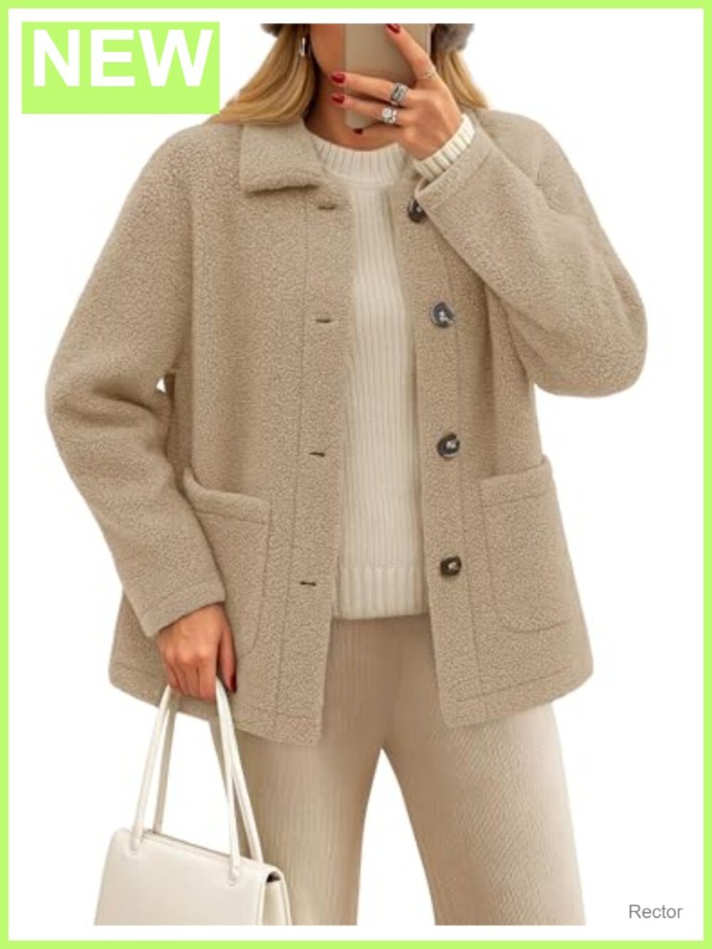 Womens Fleece Jacket Button Down Sherpa Teddy Coat Fuzzy Outerwear